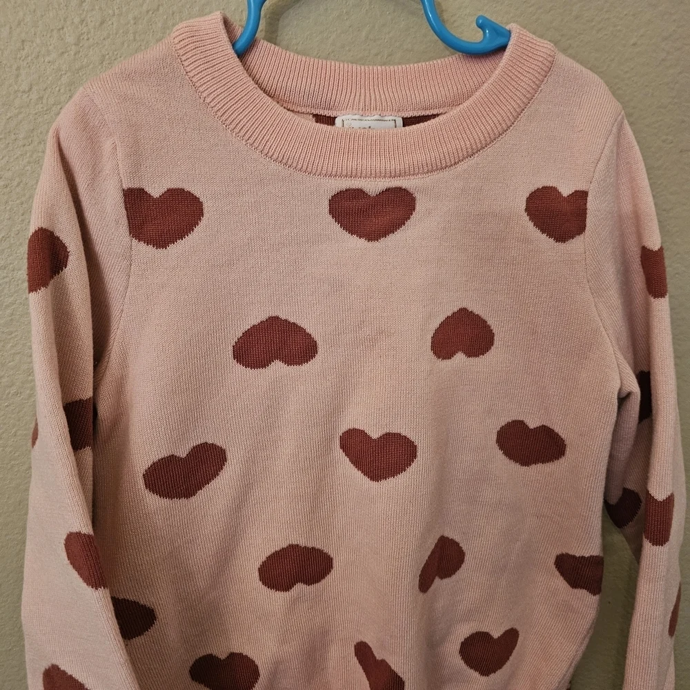 Just Lizzy Pink Heart Sweater with Pink Heart Striped Leggings